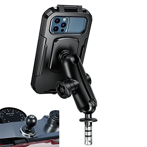 iMESTOU Waterproof Motorcycle Fork Stem Phone Mount Case 1" Ball Bike Phone Holder Anti-Theft with B Size Double Socket Arms Aluminum Ball Base for 5.5"-6.8" Cellphones (L) - Image 1