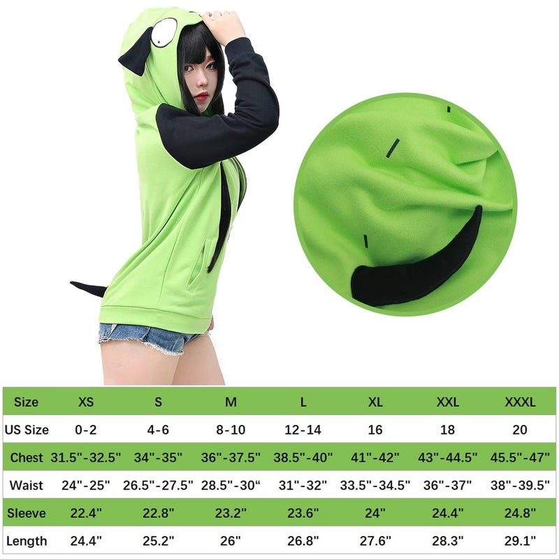 C-ZOFEK Cosplay Hoodie Jacket Mens Womens Green Coat with Ears for Halloween Parties Costume (3XL) - Image 5