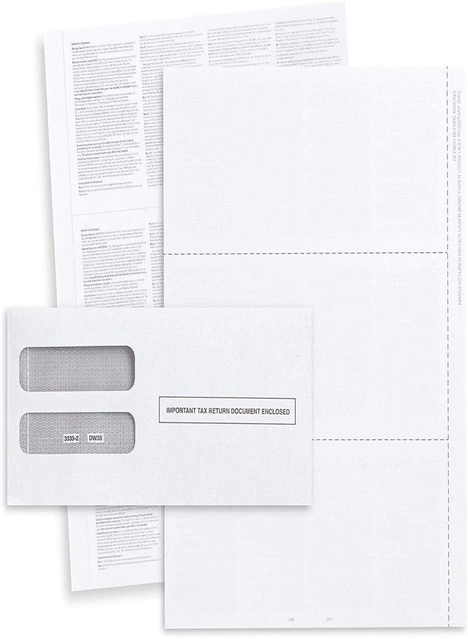 Dutymark W-2 Tax Envelopes for W2 3-Up with the side stub removed Horizontal style, 25 Pack of Double Window Self-Seal Security Envelope, with the Side Stub Removed, Pack of 25 Envelopes - Image 4