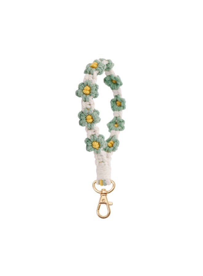 NIBEMINENT Beaded Phone Lanyard, Anti Lost Removable Wrist Strap, Hand Weaving Daisy Bracelet Pendant, Phone Keychain Lanyard,K68563/Green