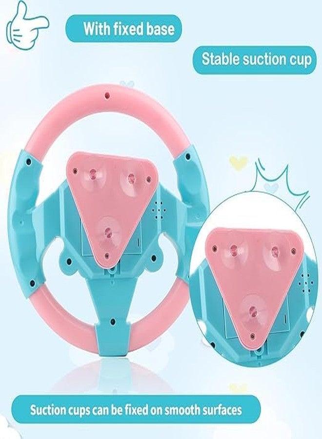 LittleLovik Steering Wheel Toy for Kids (Pack of 1) (Pink & Blue Colour), Copilot Steering Wheel, EducationalToys with Various Traffic Sound & Suction Cup Base, Musical Educational Stroller. - Image 3