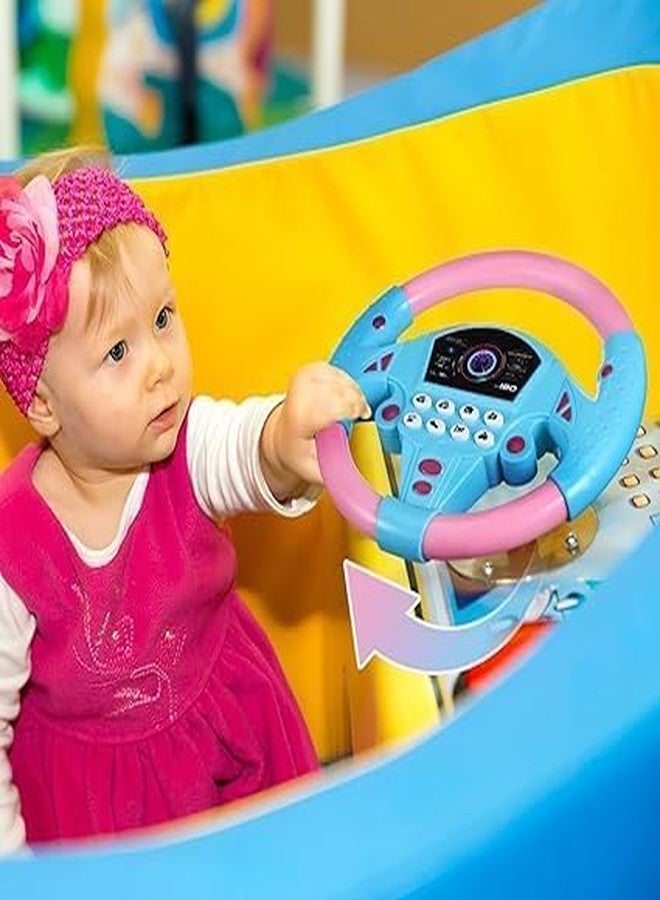 LittleLovik Steering Wheel Toy for Kids (Pack of 1) (Pink & Blue Colour), Copilot Steering Wheel, EducationalToys with Various Traffic Sound & Suction Cup Base, Musical Educational Stroller. - Image 5