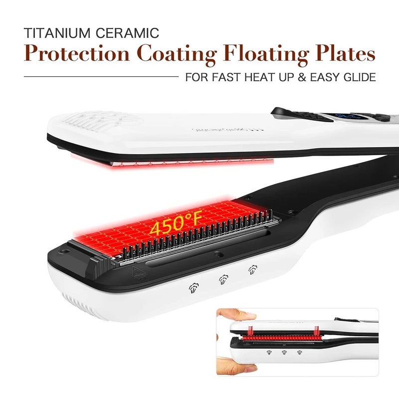UKLISS Electric Steam Hair Straightener Professional Ceramic Wide Curling Flat Iron Hair Plates Lcd Display Hot Comb Straightening - Image 4