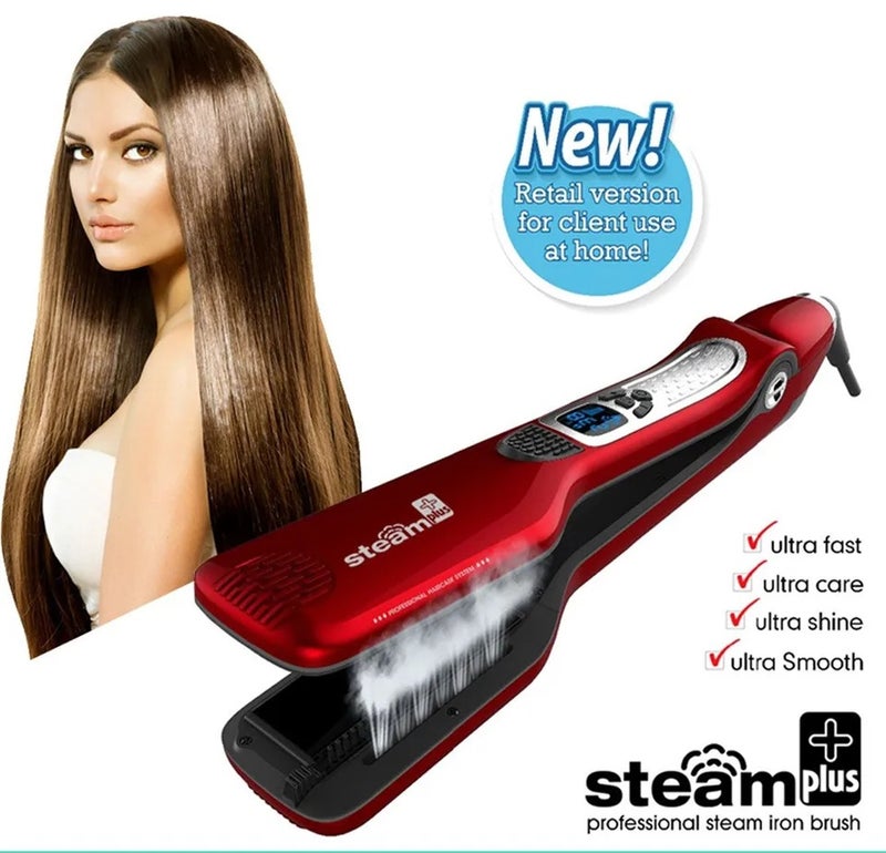 UKLISS Electric Steam Hair Straightener Professional Ceramic Wide Curling Flat Iron Hair Plates Lcd Display Hot Comb Straightening - Image 2