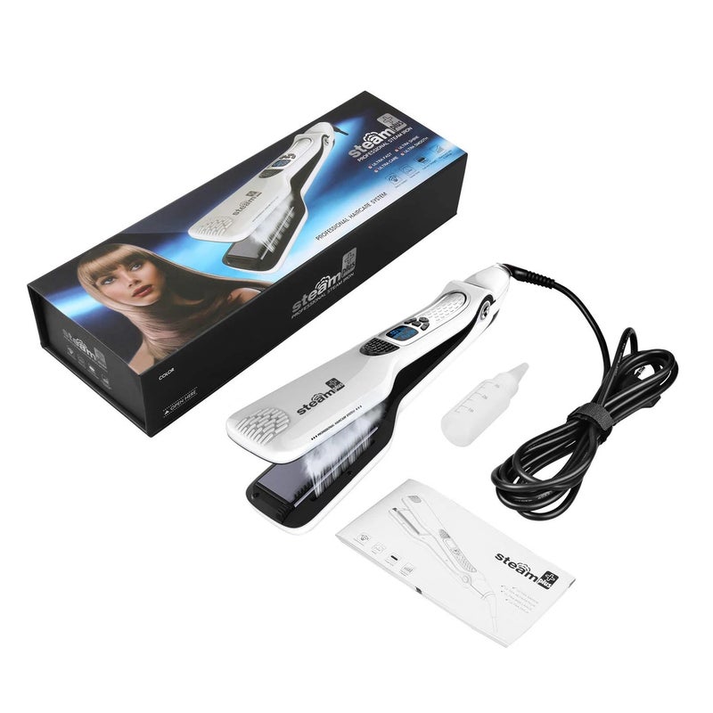 UKLISS Electric Steam Hair Straightener Professional Ceramic Wide Curling Flat Iron Hair Plates Lcd Display Hot Comb Straightening - Image 1