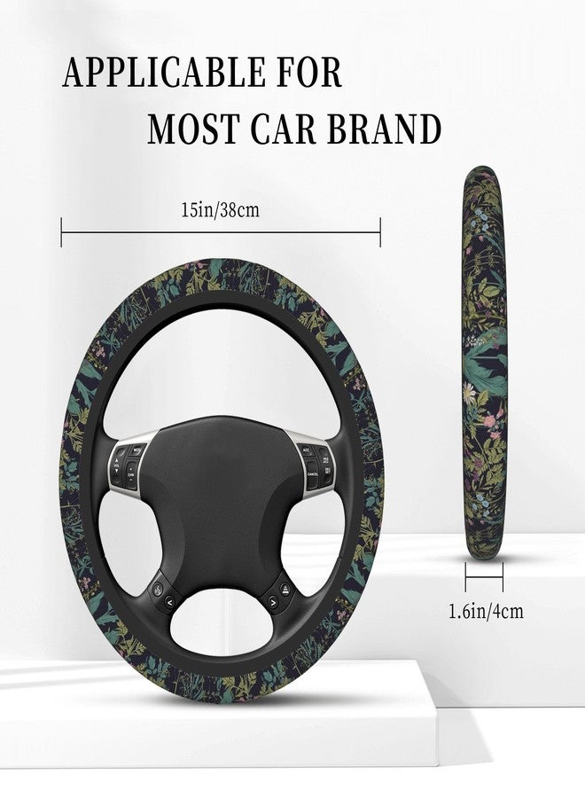 CTVSLFU Steering Wheel Cover Universal Fit Car Interior Accessories for Women 15 Inch Breathable Anti Slip Odorless Neoprene Steering Wheel Cover for Car Decor Protector - Vintage Daisy Dandelion Flower 012 - Image 3