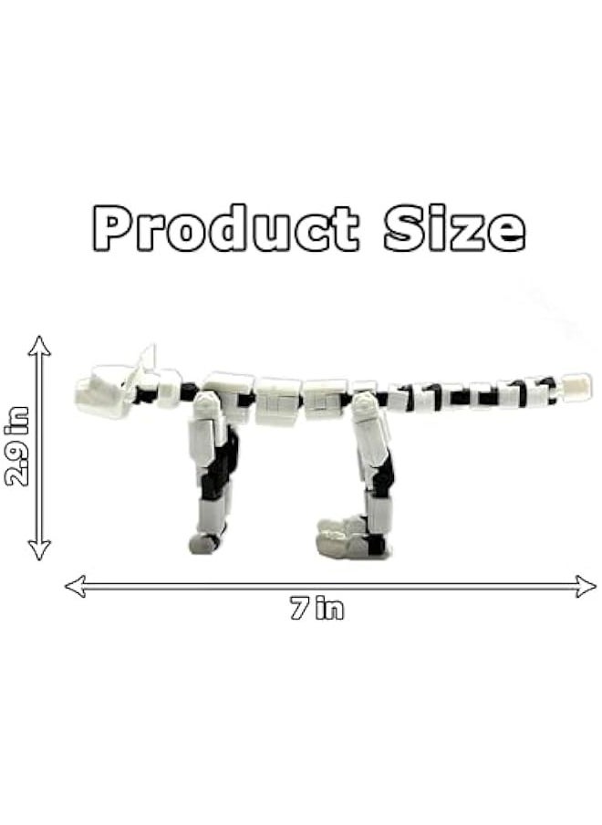 Generic - T13 Action Cat Set，3D Printed Multi-Jointed Movable Action Cat Robot，Mobile Robot Cat Desktop Decoration，T13 Action Figure.(White) - Image 1