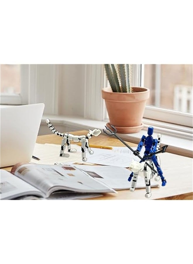 Generic - T13 Action Cat Set，3D Printed Multi-Jointed Movable Action Cat Robot，Mobile Robot Cat Desktop Decoration，T13 Action Figure.(White) - Image 1