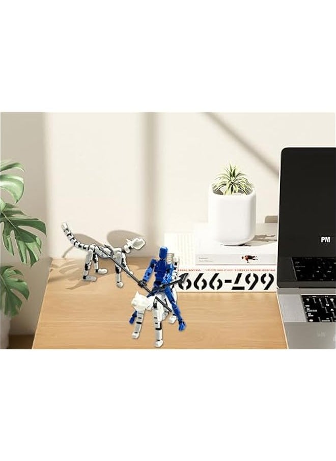 Generic - T13 Action Cat Set，3D Printed Multi-Jointed Movable Action Cat Robot，Mobile Robot Cat Desktop Decoration，T13 Action Figure.(White) - Image 1