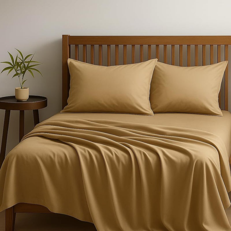 Bhoomi Impex Bedsheets for King - 108x108 Inch Bed - Microfiber Plain Baige Bed Sheet Include Pillow Cover, Ultra Soft | for Home, Hotel, Villa, Resort and Guest House - Image 3