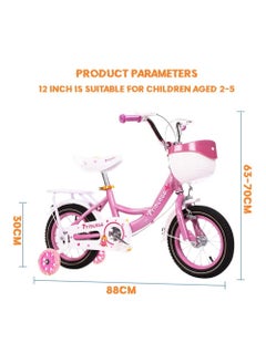 Cool Baby Style Kids Bike with Hand Brake and Basket  12 Inch Princess Bicycles with Backseat  - Image 2