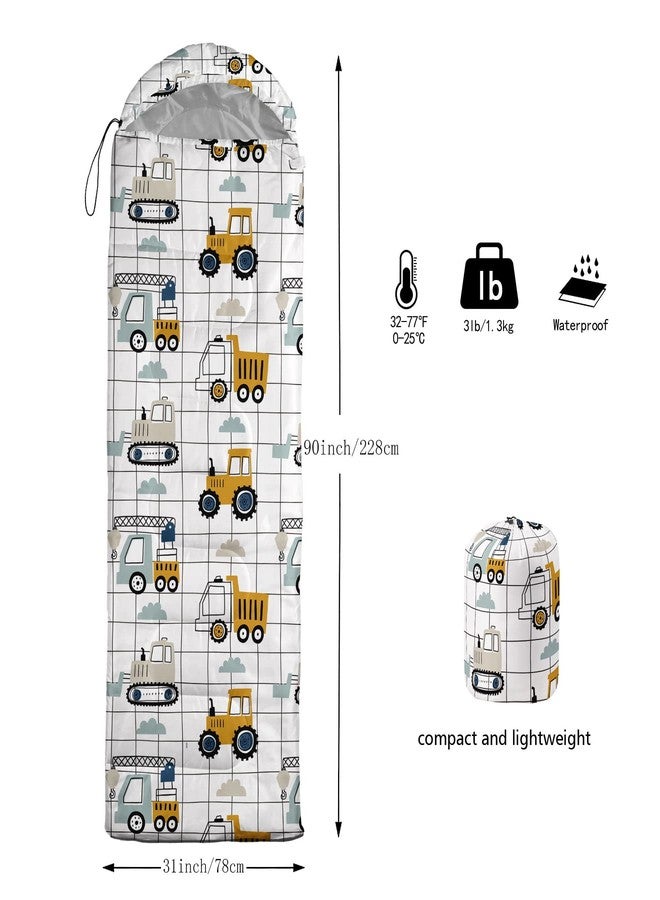 OIXXAF Datura home Kids Sleeping Bag for Boys,Cartoon Vehicle Construction Truck-Lightweight Warm Outdoor Indoor-Waterproof Cold Weather Resistant Sleeping Bag for Camping Hiking(Construction 32"*90") - Image 3