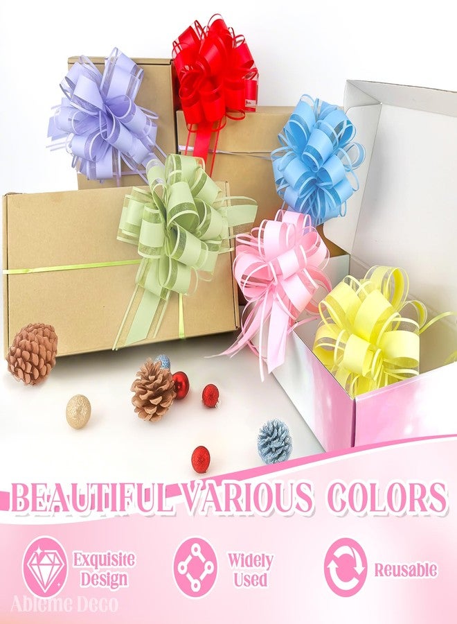 Ableme Deco ٦ قطع من شرائط التغليف للهدايا، شريط هدايا بطول ٦ بوصات لباقات الزهور وسلال الهدايا، سهل الاستخدام لتزيين حفلات أعياد الميلاد (وردي) - Image 5