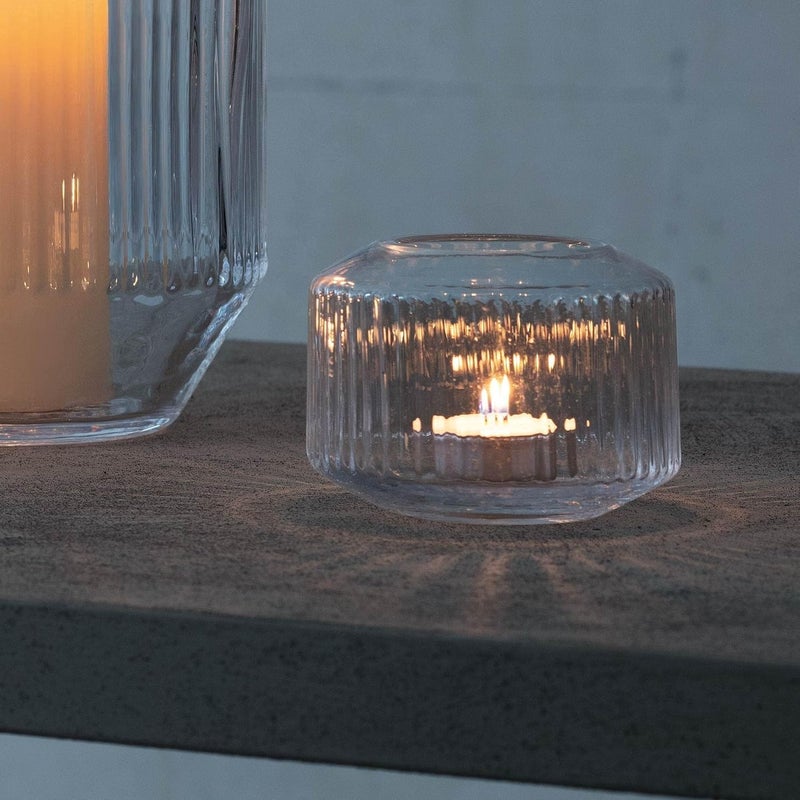 LSA Rotunda Glass Vase Candle Holder Petrol Blue H7cm x W15cm Elegant Decor - Image 3