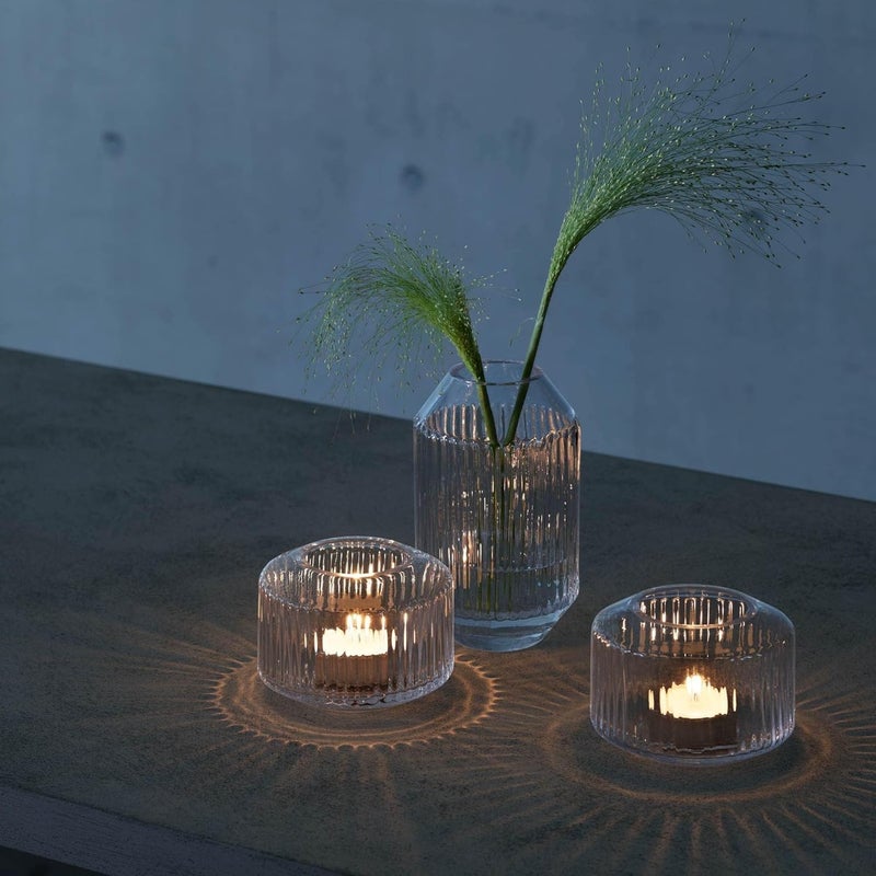 LSA Rotunda Glass Vase Candle Holder Petrol Blue H7cm x W15cm Elegant Decor - Image 4