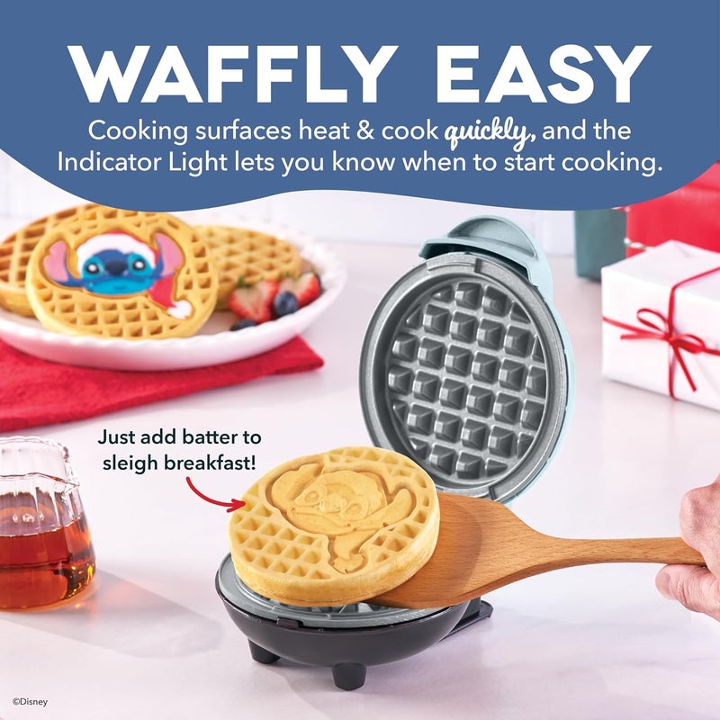 Dash Disney Stitch Santa Mini Waffle Maker - Holiday Waffle Maker - Simple Setup & Quick Cleanup - Convenient & Compact for Easy Storage - Image 4