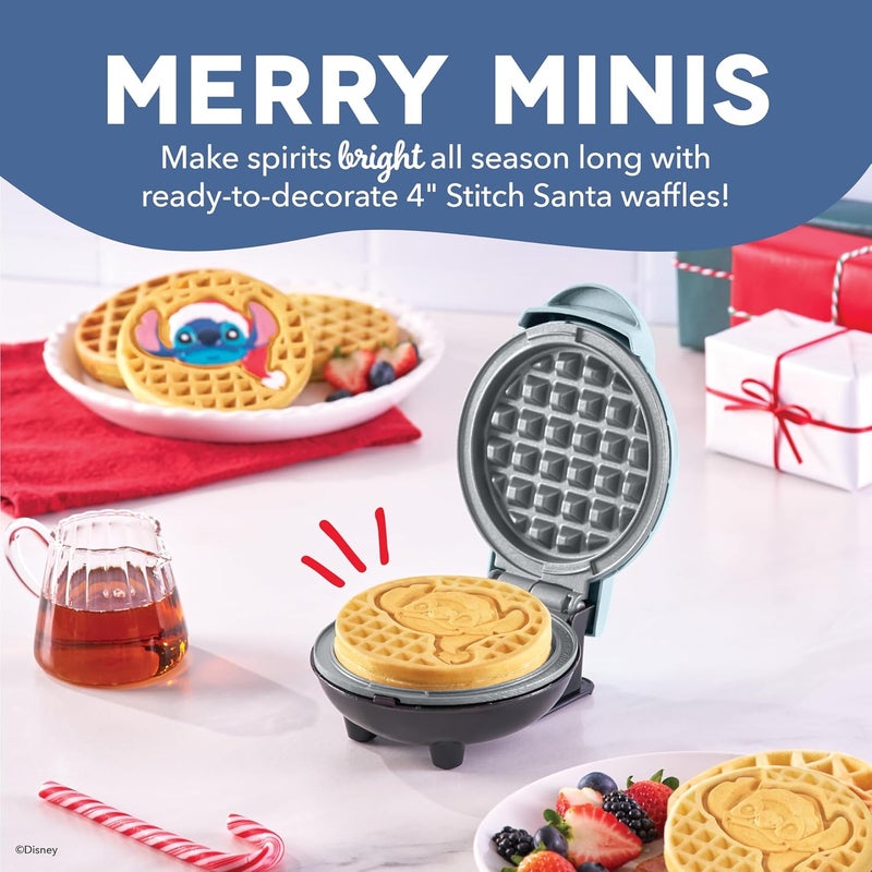 Dash Disney Stitch Santa Mini Waffle Maker - Holiday Waffle Maker - Simple Setup & Quick Cleanup - Convenient & Compact for Easy Storage - Image 2