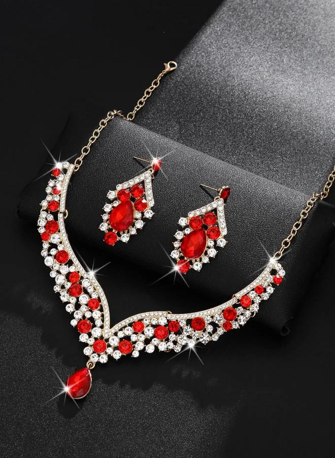 Take Two  2-Piece Embellished Rhinestone Pendant Necklace and Earrings Jewelry Set for Women | Best Price UAE