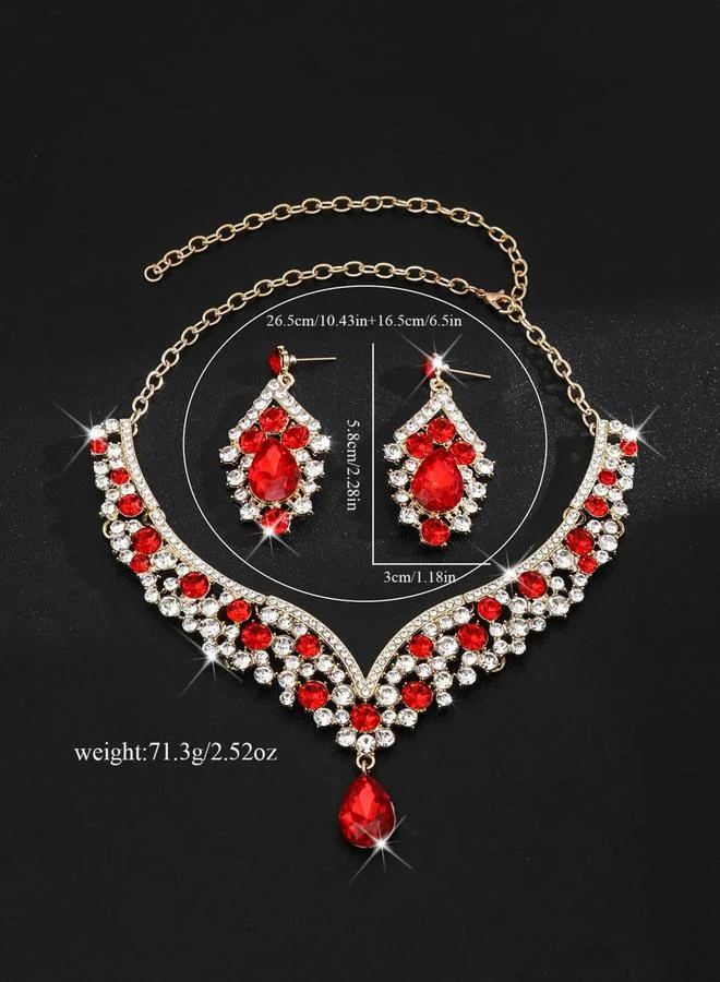 Take Two  2-Piece Embellished Rhinestone Pendant Necklace and Earrings Jewelry Set for Women | Best Price UAE