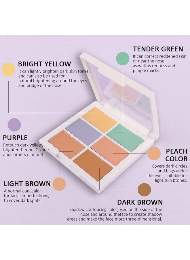 CAKAILA - 6 Color Blue Green Pink Yellow Concealer,Cream Contour And Color Corrector Palette,Color Corrector For Dark Circles,Color Correcting Concealer Palette,Cream Concealer Corrector,Green Color Corrector - Image 1