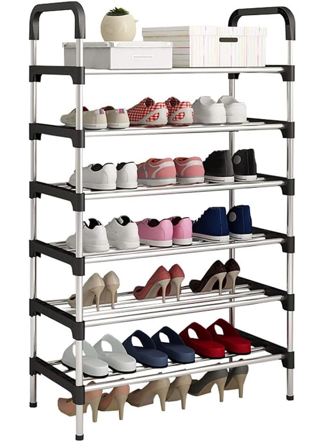 Zaboon Racksfree Standing Shoe Storage 6 Tier Shoe Rack Shelf Storage Organizer Stand Holder Keep Room Neat Door Space Saving Black 6Tier - Image 1