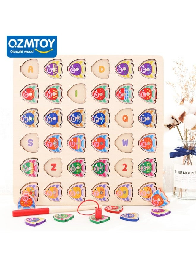 Montessori Early Children' S Fishing Multifunctional Logarithmic Board Kindergarten Cognitive Wood Jigsaw Puzzle Puzzle Educational Toys-Color:Color - Image 2