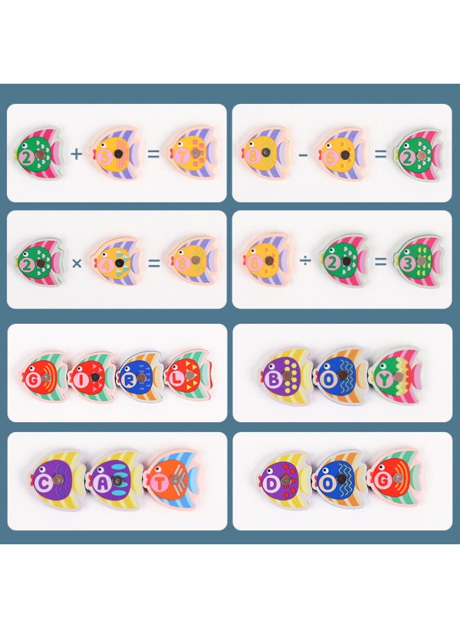 Montessori Early Children' S Fishing Multifunctional Logarithmic Board Kindergarten Cognitive Wood Jigsaw Puzzle Puzzle Educational Toys-Color:Color - Image 1