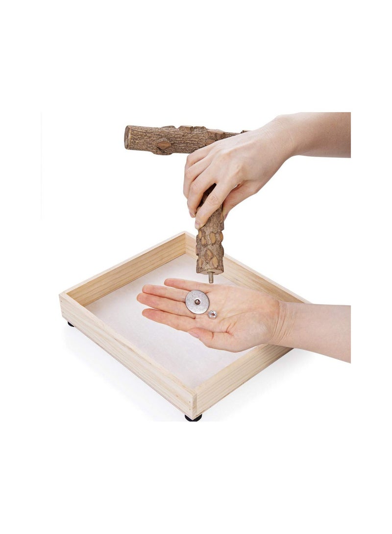 اكسيسن حامل الطيور على الطاولة، حامل محمول على شكل حرف T، حامل ببغاء للعب الببغاء الصغير المتوسط. - Image 4