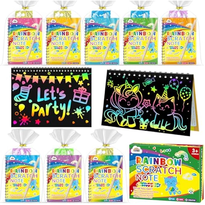 ZMLM SCRATCH ART PARTY FAVORS: 48 PCS BIRTHDAY GIFTS GOODIE BAGS STUFFERS RAINBOW SCRATCH PAPER CRAFT NOTEBOOKS FOR KIDS 4-8 CLASSROOM PRIZE STUDENTS END SCHOOL SUPPLIES TOY GIRLS BOYS RETURN GIFT - Image 1