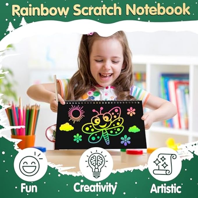 ZMLM SCRATCH ART PARTY FAVORS: 48 PCS BIRTHDAY GIFTS GOODIE BAGS STUFFERS RAINBOW SCRATCH PAPER CRAFT NOTEBOOKS FOR KIDS 4-8 CLASSROOM PRIZE STUDENTS END SCHOOL SUPPLIES TOY GIRLS BOYS RETURN GIFT - Image 4