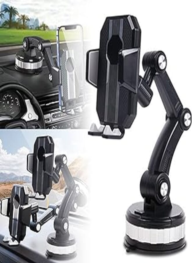 HiYi Cell Phone Stand One-Button Pop-up Phone Holder Mount, Universal Strong Suction Cup Cell Phone Holder, Heavy Duty iPhone Smartphone Car Mount for Dashboard/Window/Windshield Dash Air Vent (Gray)