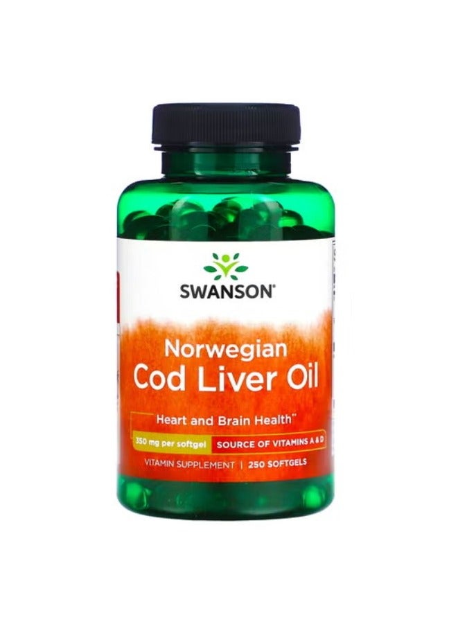 SWANSON Norwegian Cod Liver Oil 350 mg 250 Softgels