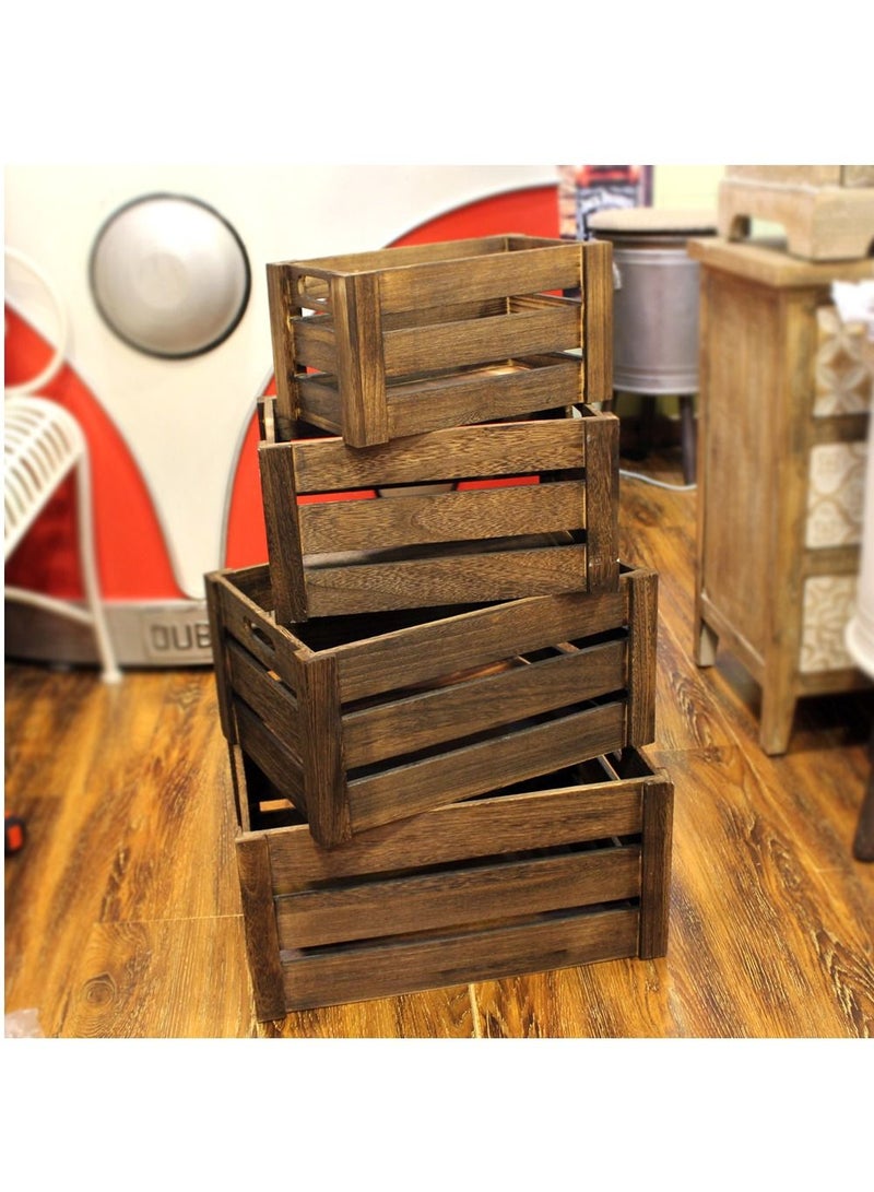 FFD أربعة في واحد صندوق تخزين من الخشب الصلب جديد كبير للغاية صندوق خشبي مجوف سميك ملفوف بزاوية فاكهة صندوق مزخرف بني - Image 1