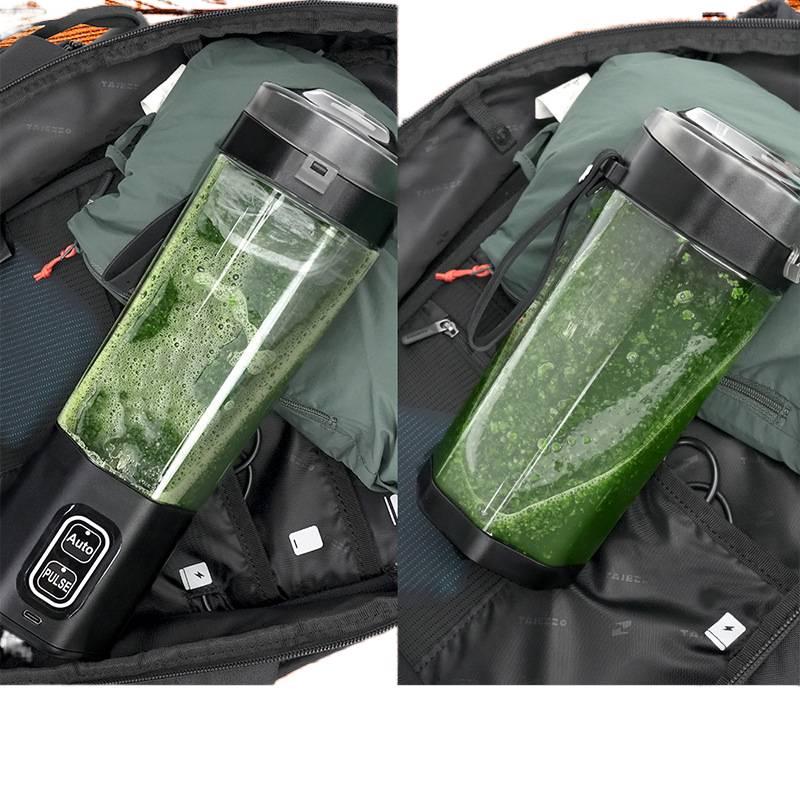 زجاجة عصارة محمولة كوب 601 - 800 ml وبحجم مناسب للسفر وبتصميم زجاجة وكوب لـ مشروبات الفاكهة الصغيرة والسموذي ومخفوقات البروتين وروتين المطبخ أثناء السفر باللون أسود للاستخدام اليومي. - Image 3