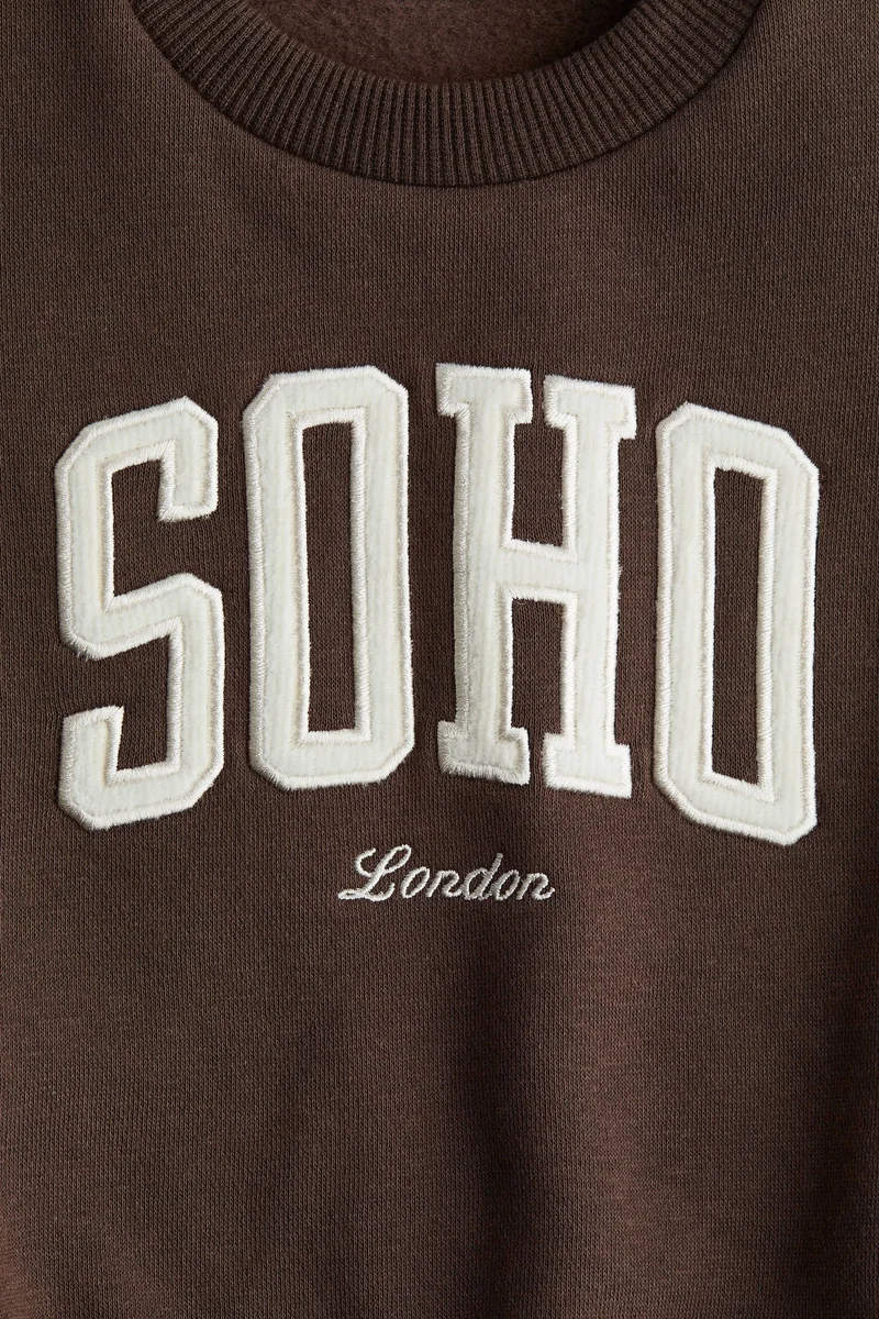 H&M Motif-detail brushed-inside sweatshirt