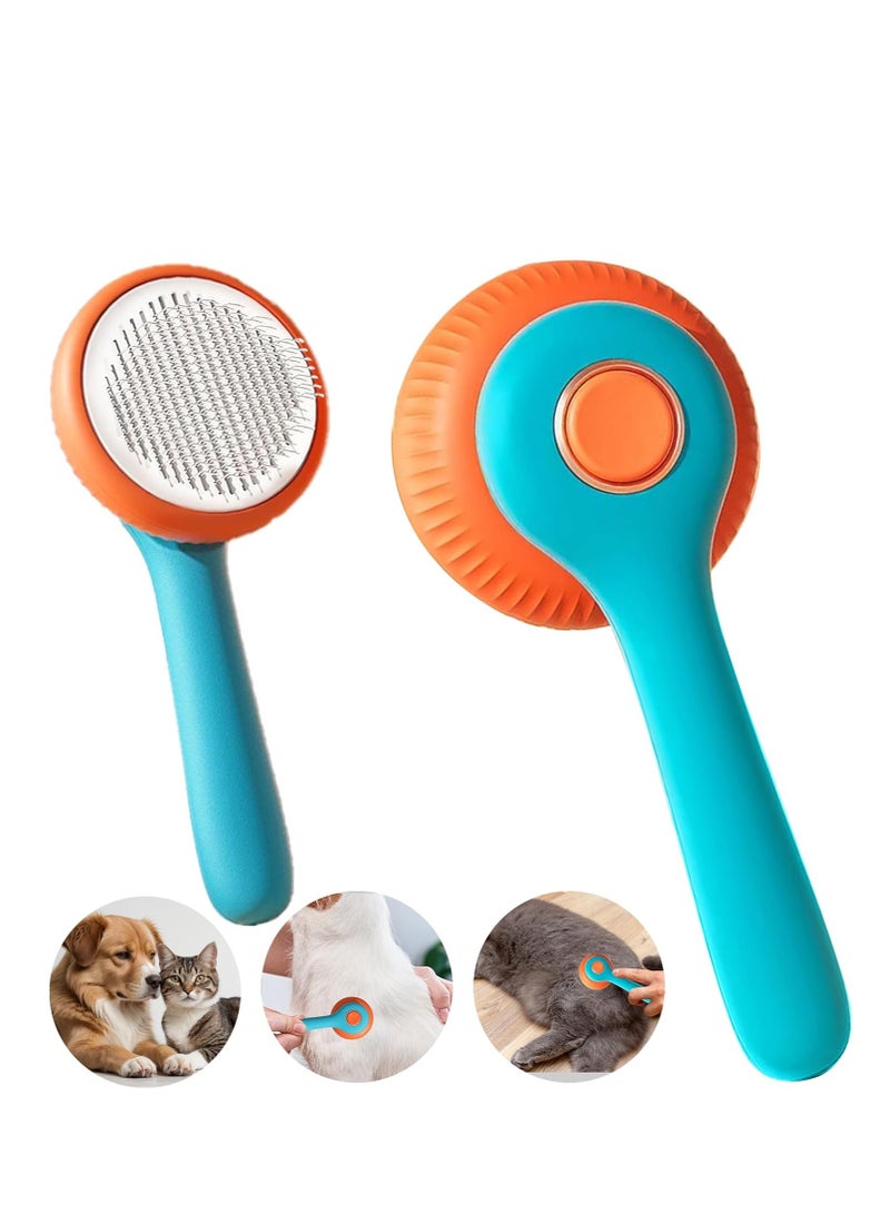ريفوليكس فرشاة تنظيف للكلاب والقطط فرشاة تنظيف ذاتية التنظيف للكلاب والقطط ذات الشعر القصير والطويل أداة إزالة الشعر المتساقط المتشابك فرشاة شعر الحيوانات الأليفة مع زر - Image 1