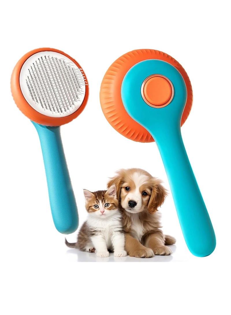 ريفوليكس فرشاة تنظيف للكلاب والقطط فرشاة تنظيف ذاتية التنظيف للكلاب والقطط ذات الشعر القصير والطويل أداة إزالة الشعر المتساقط المتشابك فرشاة شعر الحيوانات الأليفة مع زر - Image 2