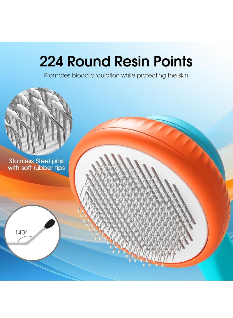 ريفوليكس فرشاة تنظيف للكلاب والقطط فرشاة تنظيف ذاتية التنظيف للكلاب والقطط ذات الشعر القصير والطويل أداة إزالة الشعر المتساقط المتشابك فرشاة شعر الحيوانات الأليفة مع زر - Image 3