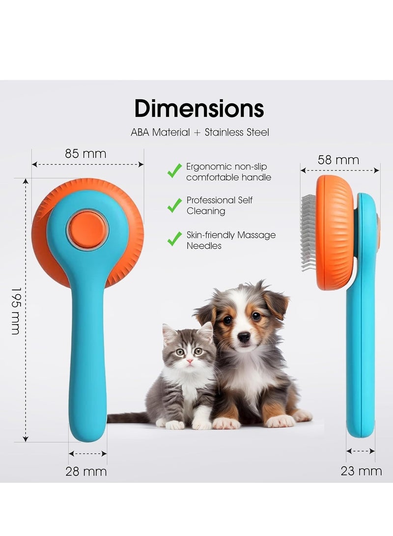 ريفوليكس فرشاة تنظيف للكلاب والقطط فرشاة تنظيف ذاتية التنظيف للكلاب والقطط ذات الشعر القصير والطويل أداة إزالة الشعر المتساقط المتشابك فرشاة شعر الحيوانات الأليفة مع زر - Image 4