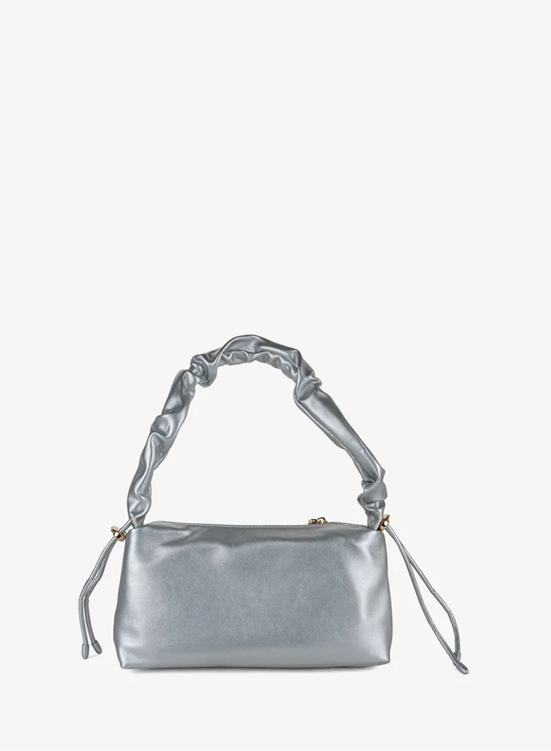 Vincci Silver Women Solid Shoulder Bag with  Designed Strap and Zip Closure for Women | Best Price UAE