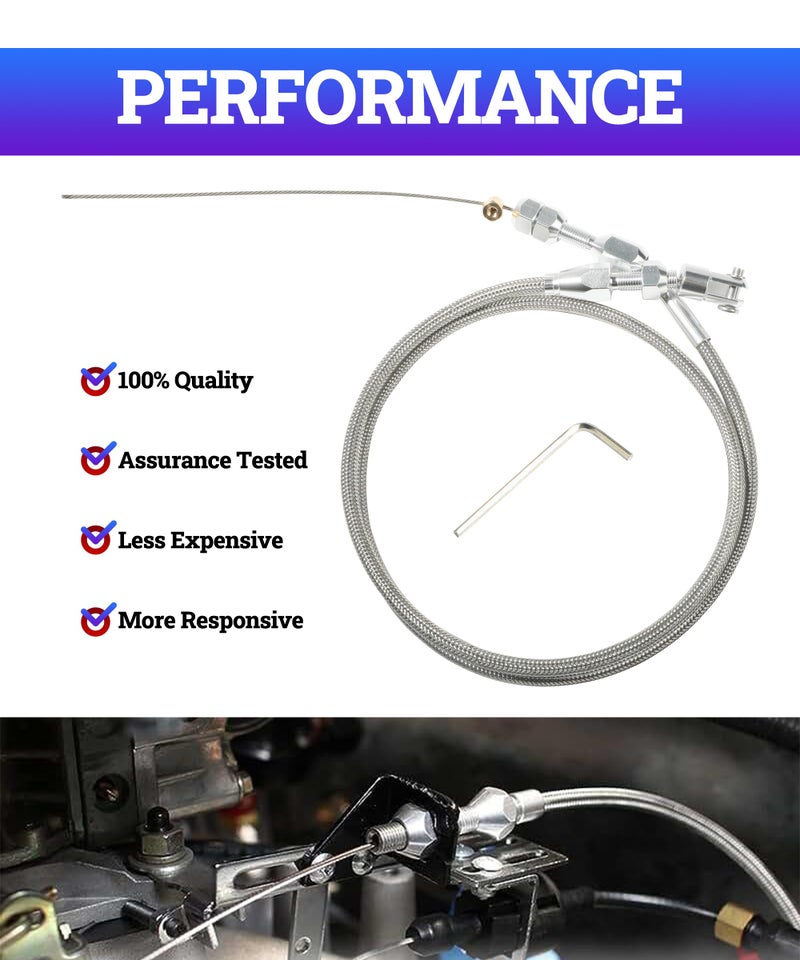 Generic Zlirfy 36" Throttle Cable Kit,Car Braided Throttle Cable,LS Swap Steel Braided Throttle Cable Repair Kit,Car Accessories Universal Throttle Cable Compatible with 97-07 LS1 Engine 4.8L 5.3L 5.7L 6.0L  - Image 2