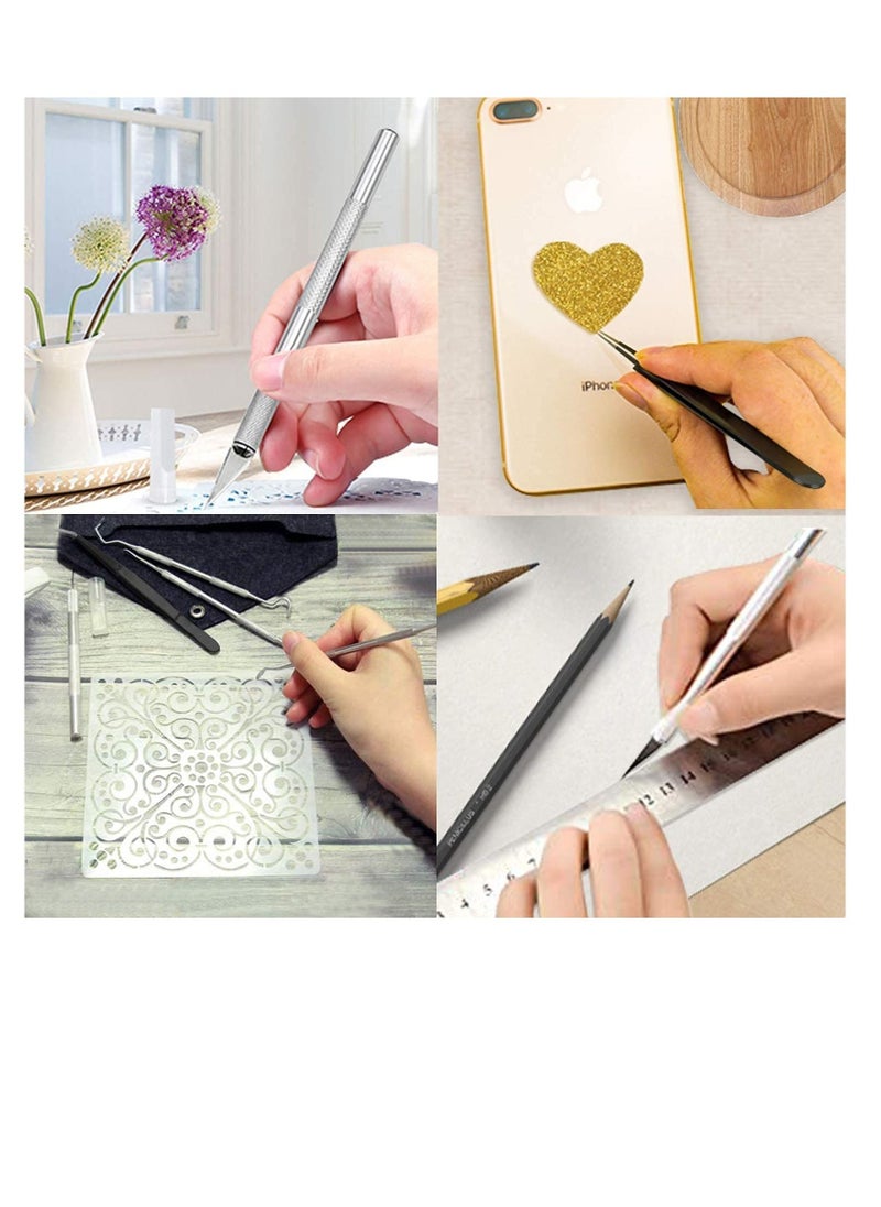Excefore - Craft Tools, Craft Basic Set Tools Kits Including Scissor, Tweezers, , Scraper, Spatula, for Vinyl, Silhouettes, Cameos, DIY Art Work Cutting - Image 1