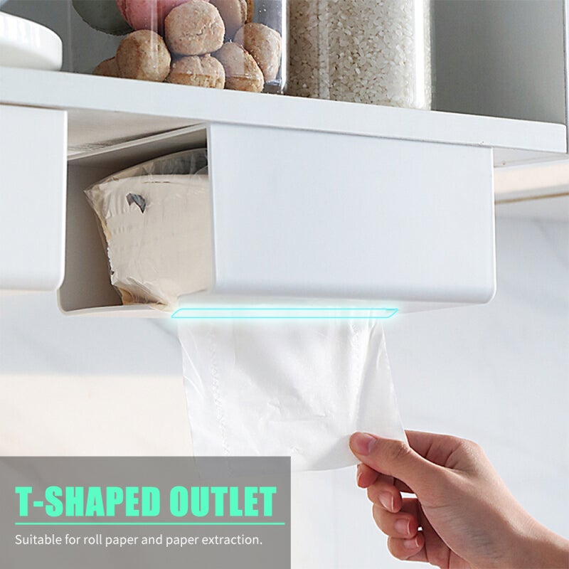 Paper Towel Dispenser White ABS Multi-Mount Design T-Shaped Dual-Use Outlet Tissue Dispenser - Easy Installation Paper Towel Holder for Home Kitchen Office Bathroom - Image 5