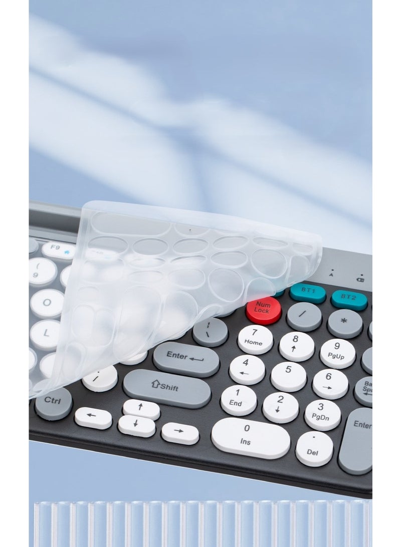 general Wireless Keyboard and Mouse Combo, Multi-Device (Bluetooth+2.4G) Keyboard Mouse with Phone Tablet Holder, Full-Sized Typewriter Cordless Keyboard and Mouse for Computer/Laptop - Image 4