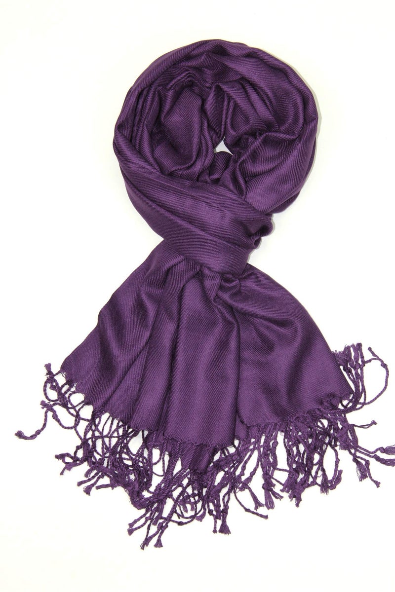 Achillea Soft Silky Pashmina Scarf for Women - Shawl Wrap for Evening Dresses, Bridesmaids, Weddings & Everyday Wear (Plum Purple) - Image 1