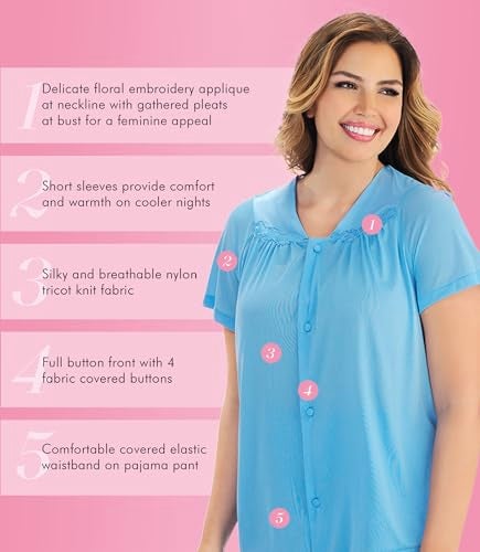 Exquisite Form Women's 90107 Nylon Tricot Short Sleeve Matching Pajama Set - Image 4