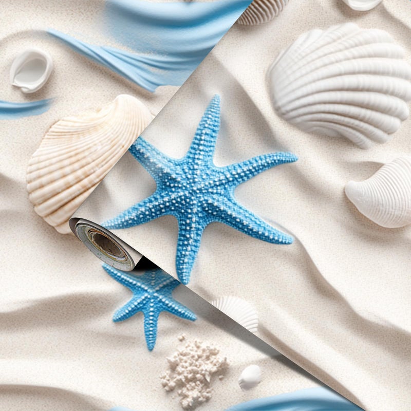 HOMETITUTE Seashell Starfish Beach Wallpaper 157x394 Peel and Stick Vinyl Contact Paper Self Adhesive Removable Coastal Wall Cover for Cabinets CountertopsHome Decor - Image 2
