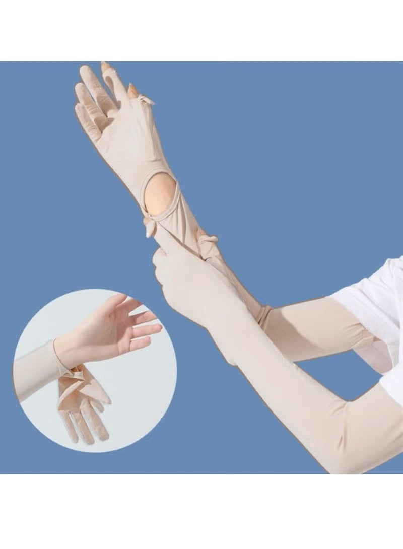 Generic Women's Driving Gloves UV Protection Summer Sun Protection Gloves Ice Sleeve Gloves Beige  - Image 3