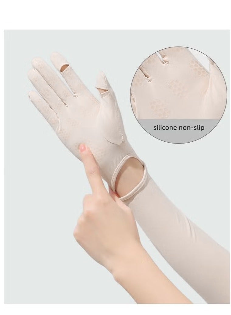 Generic Women's Driving Gloves UV Protection Summer Sun Protection Gloves Ice Sleeve Gloves Beige  - Image 5