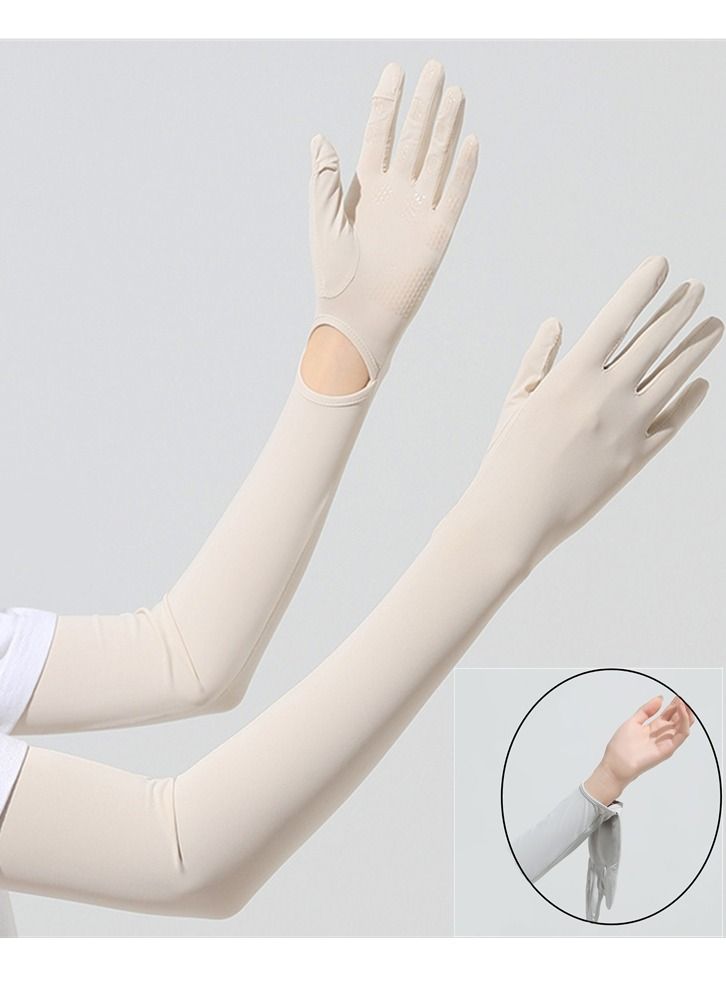 Generic Women's Driving Gloves UV Protection Summer Sun Protection Gloves Ice Sleeve Gloves Beige  - Image 1